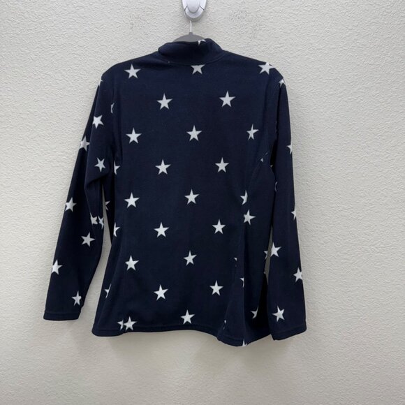 Eddie Bauer Star Print Navy Blue 1/4 Zip Fleece Pullover Sweatshirt Womens sz XL - Picture 7 of 9